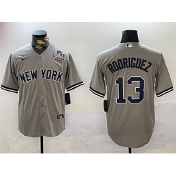 Men New York Yankees 13 Alex Rodriguez Grey 2024 World Series Cool Base Stitched Baseball Jersey