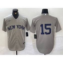 Men New York Yankees 15 Thurman Munson Grey Cool Base Stitched Baseball Jersey