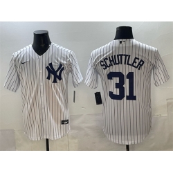 Men New York Yankees 31 Cam Schlittler White Cool Base Stitched Jersey