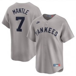 Men New York Yankees 7 Mickey Mantle Gray Cooperstown Collection Limited Stitched Baseball Jersey