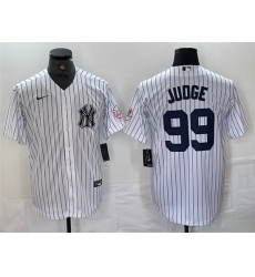 Men New York Yankees 99 Aaron Judge White Cool Base Stitched Baseball Jersey 1