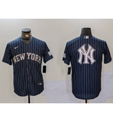 Men New York Yankees Navy Team Big Logo Cool Base Stitched Baseball Jersey 10