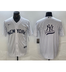 Men New York Yankees Team Big Logo White Cool Base Stitched Baseball Jerseys