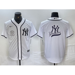 Men New York Yankees White Team Big Logo Cool Base Stitched Baseball Jersey 41