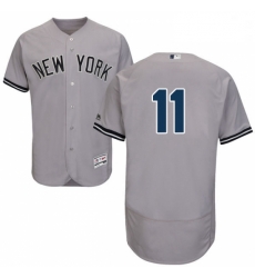 Mens Majestic New York Yankees 11 Brett Gardner Grey Road Flex Base Authentic Collection MLB Jersey