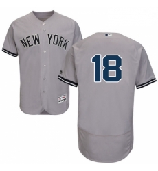 Mens Majestic New York Yankees 18 Don Larsen Grey Road Flex Base Authentic Collection MLB Jersey