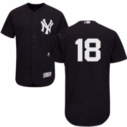 Mens Majestic New York Yankees 18 Don Larsen Navy Blue Alternate Flex Base Authentic Collection MLB Jersey 