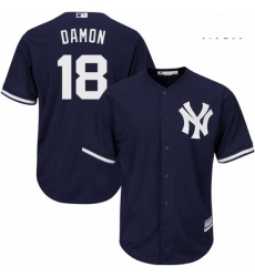 Mens Majestic New York Yankees 18 Johnny Damon Replica Navy Blue Alternate MLB Jersey