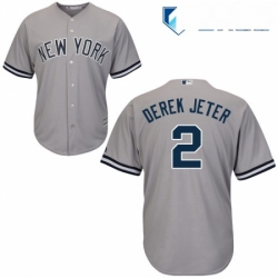 Mens Majestic New York Yankees 2 Derek Jeter Replica Grey Road MLB Jersey