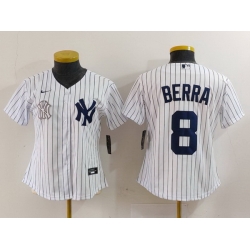 Women New York Yankees 8 Barra Grey White Team Cool Base Stitched Jersey 1