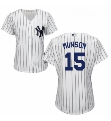 Womens Majestic New York Yankees 15 Thurman Munson Replica White Home MLB Jersey