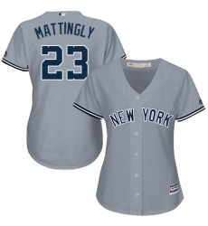 Womens Majestic New York Yankees 23 Don Mattingly Authentic Grey Road MLB Jersey