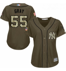 Womens Majestic New York Yankees 55 Sonny Gray Replica Green Salute to Service MLB Jersey 