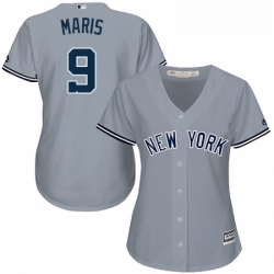 Womens Majestic New York Yankees 9 Roger Maris Replica Grey Road MLB Jersey