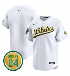 Men Oakland Athletics Blank White 2024 Home Limited With Rickey Henderson Patch Stitched Jersey