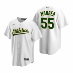 Mens Nike Oakland Athletics 55 Sean Manaea White Home Stitched Baseball Jersey