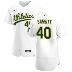 Oakland Athletics 40 Chris Bassitt Men Nike White Home 2020 Authentic Player MLB Jersey