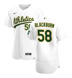 Oakland Athletics 58 Paul Blackburn Men Nike White Home 2020 Authentic Player MLB Jersey