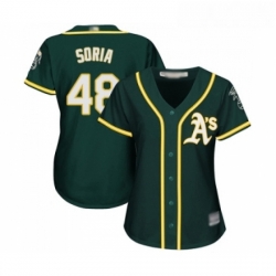 Womens Oakland Athletics 48 Joakim Soria Replica Green Alternate 1 Cool Base Baseball Jersey 