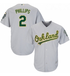 Youth Majestic Oakland Athletics 2 Tony Phillips Replica Grey Road Cool Base MLB Jersey