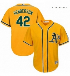 Youth Majestic Oakland Athletics 42 Dave Henderson Replica Gold Alternate 2 Cool Base MLB Jersey