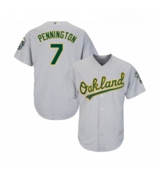 Youth Oakland Athletics 7 Cliff Pennington Replica Grey Road Cool Base Baseball Jersey 