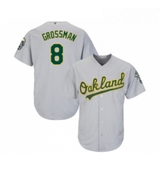 Youth Oakland Athletics 8 Robbie Grossman Replica Grey Road Cool Base Baseball Jersey 