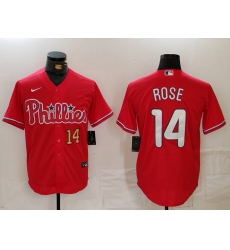 Men Philadelphia Phillies 14 Pete Rose Red Cool Base Stitched Jersey 3