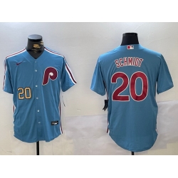 Men Philadelphia Phillies 20 Mike Schmidt Blue Cool Base Stitched Jersey 1