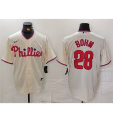 Men Philadelphia Phillies 28 Alec Bohm Cream Cool Base Stitched Jersey