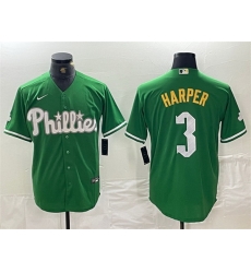 Men Philadelphia Phillies 3 Bryce Harper Green 2024 City Connect Stitched Jersey