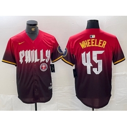 Men Philadelphia Phillies 45 Zack Wheeler Red 2024 City Connect Limited Stitched Jersey 2