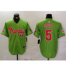 Men Philadelphia Phillies 5 Bryson Stott Green With Patch Stitched Jersey 1