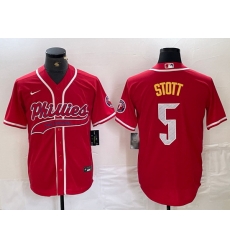 Men Philadelphia Phillies 5 Bryson Stott Red 2024 City Connect Stitched Jersey 3