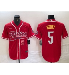 Men Philadelphia Phillies 5 Bryson Stott Red 2024 City Connect Stitched Jersey 4