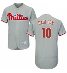 Mens Majestic Philadelphia Phillies 10 Darren Daulton Grey Road Flex Base Authentic Collection MLB Jersey