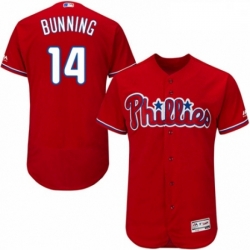 Mens Majestic Philadelphia Phillies 14 Jim Bunning Red Alternate Flex Base Authentic Collection MLB Jersey 