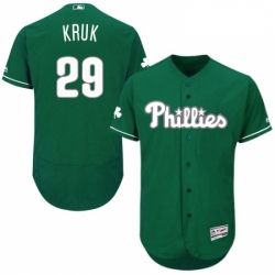 Mens Majestic Philadelphia Phillies 29 John Kruk Green Celtic Flexbase Authentic Collection MLB Jersey