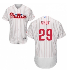 Mens Majestic Philadelphia Phillies 29 John Kruk White Home Flex Base Authentic Collection MLB Jersey