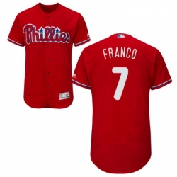 Mens Majestic Philadelphia Phillies 7 Maikel Franco Red Alternate Flex Base Authentic Collection MLB Jersey