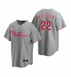 Mens Nike Philadelphia Phillies 22 Andrew McCutchen Gray Road Stitched Baseball Jersey