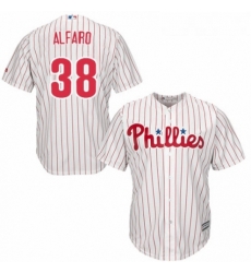 Youth Majestic Philadelphia Phillies 38 Jorge Alfaro Replica WhiteRed Strip Home Cool Base MLB Jersey 