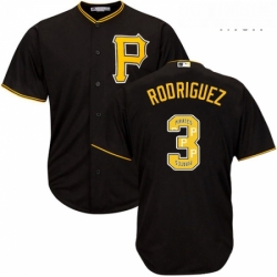 Mens Majestic Pittsburgh Pirates 3 Sean Rodriguez Authentic Black Team Logo Fashion Cool Base MLB Jersey 