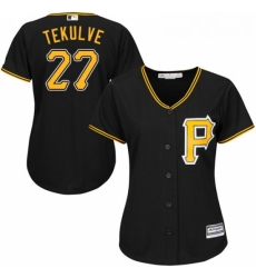 Womens Majestic Pittsburgh Pirates 27 Kent Tekulve Authentic Black Alternate Cool Base MLB Jersey