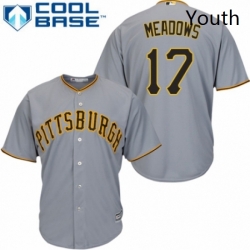 Youth Majestic Pittsburgh Pirates 17 Austin Meadows Authentic Grey Road Cool Base MLB Jersey 