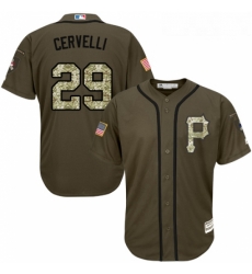 Youth Majestic Pittsburgh Pirates 29 Francisco Cervelli Authentic Green Salute to Service MLB Jersey