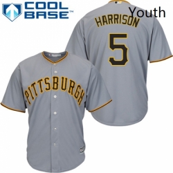 Youth Majestic Pittsburgh Pirates 5 Josh Harrison Authentic Grey Road Cool Base MLB Jersey