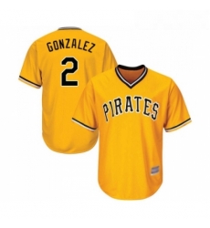 Youth Pittsburgh Pirates 2 Erik Gonzalez Replica Gold Alternate Cool Base Baseball Jersey 