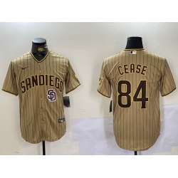 Men San Diego Padres 84 Dylan Cease Tan Cool Base Stitched Baseball Jersey 2