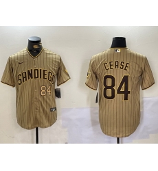 Men San Diego Padres 84 Dylan Cease Tan Cool Base Stitched Baseball Jersey 3